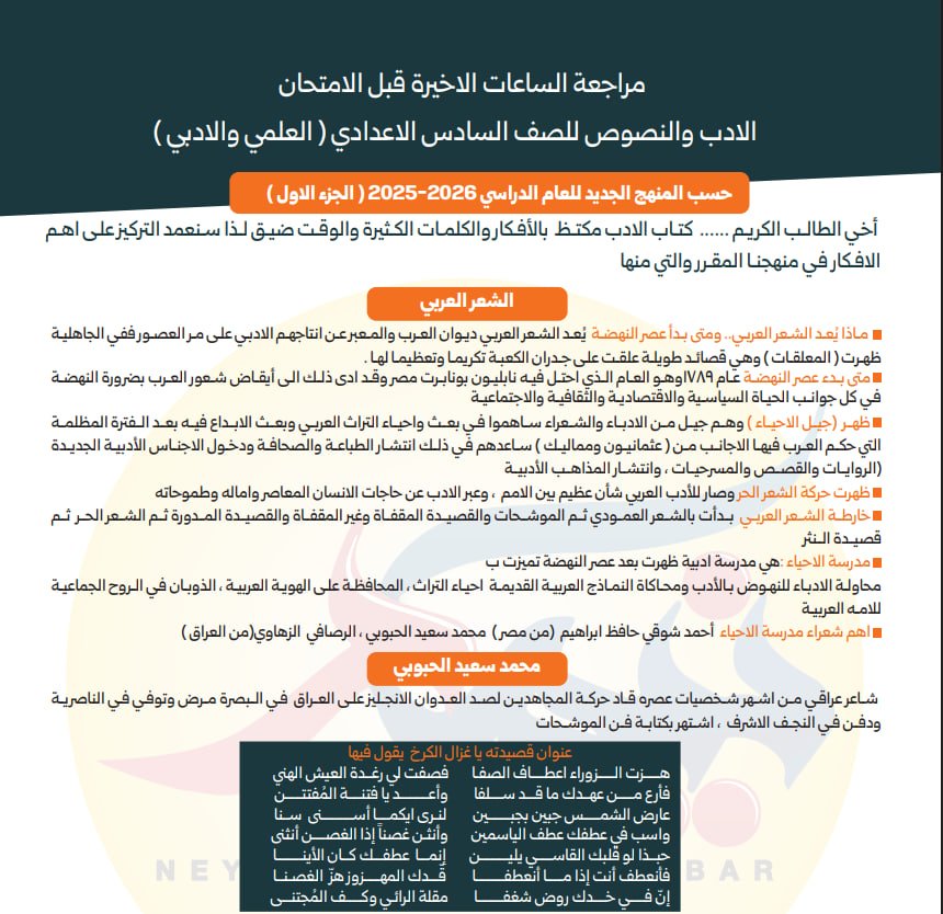 مرشحات اللغة العربية ليلة الامتحان